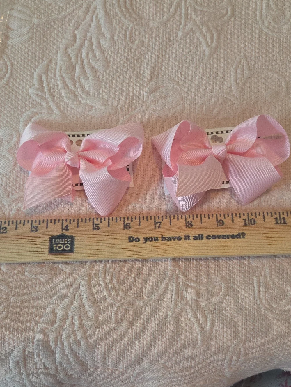 Soft Pink Grosgrain Bow Hair Clips for Kids - Set of 2
